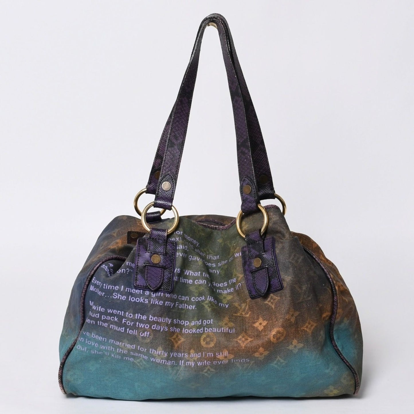 Louis Vuitton Tote Bag Richard Prince Heartbreak Monogram Jokes Canvas Violet