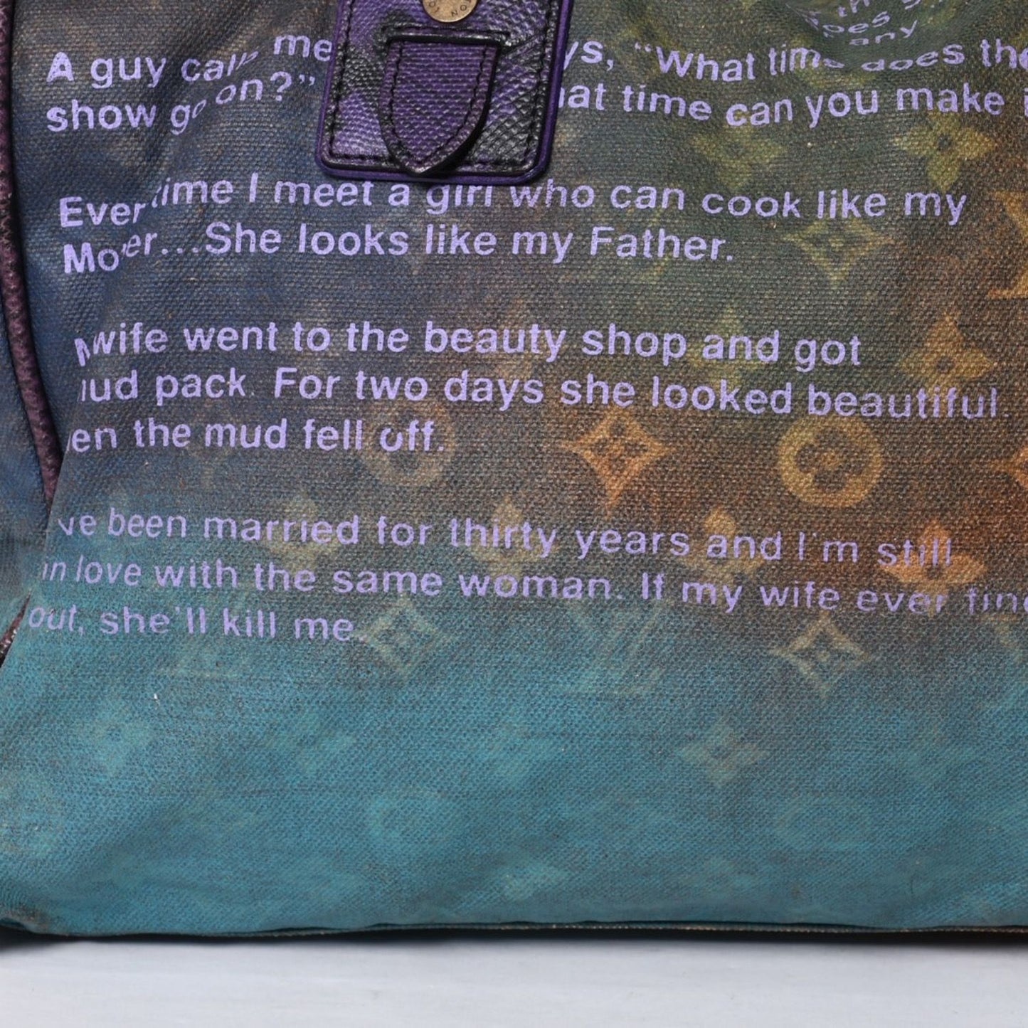 Louis Vuitton Tote Bag Richard Prince Heartbreak Monogram Jokes Canvas Violet — view 7