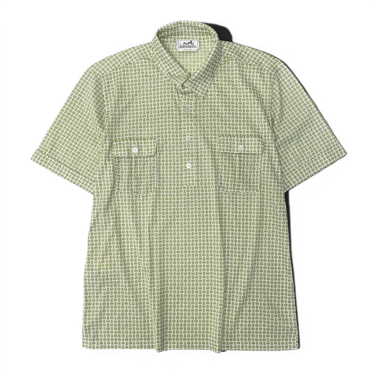 Hermes Kept Short Sleeve Polo Shirt Cotton Motif Allover Stretch — view 2