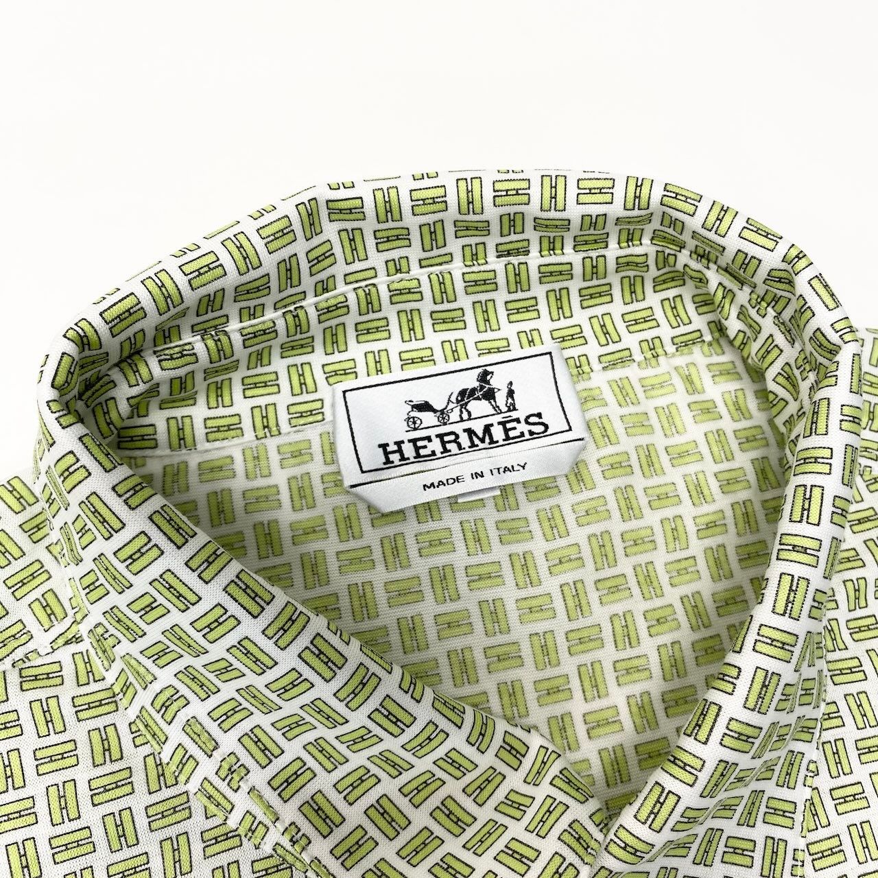 Hermes Kept Short Sleeve Polo Shirt Cotton Motif Allover Stretch — view 7