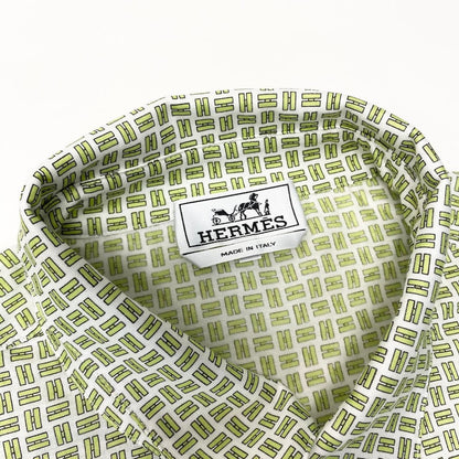 Hermes Kept Short Sleeve Polo Shirt Cotton Motif Allover Stretch — view 7