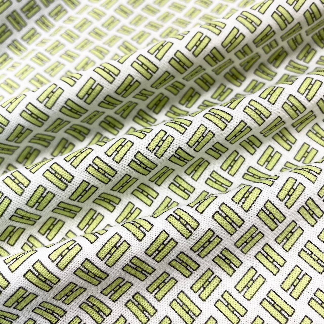 Hermes Kept Short Sleeve Polo Shirt Cotton Motif Allover Stretch — view 6