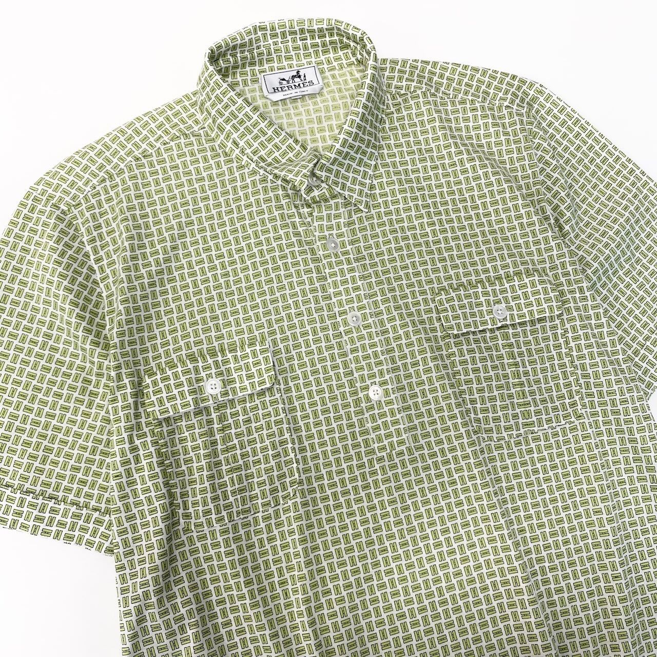 Hermes Kept Short Sleeve Polo Shirt Cotton Motif Allover Stretch — view 4
