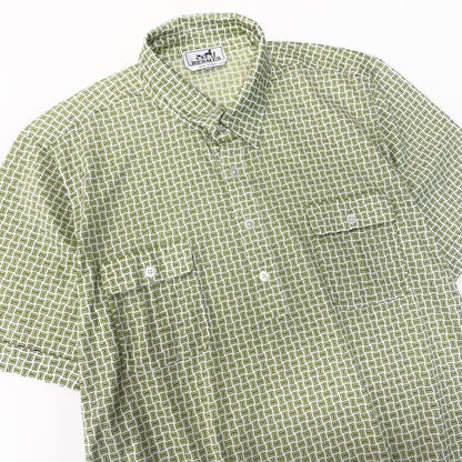 Hermes Kept Short Sleeve Polo Shirt Cotton Motif Allover Stretch — view 4