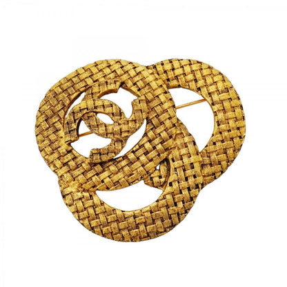 Chanel Brooch Vintage CC Logo Gold Plated
