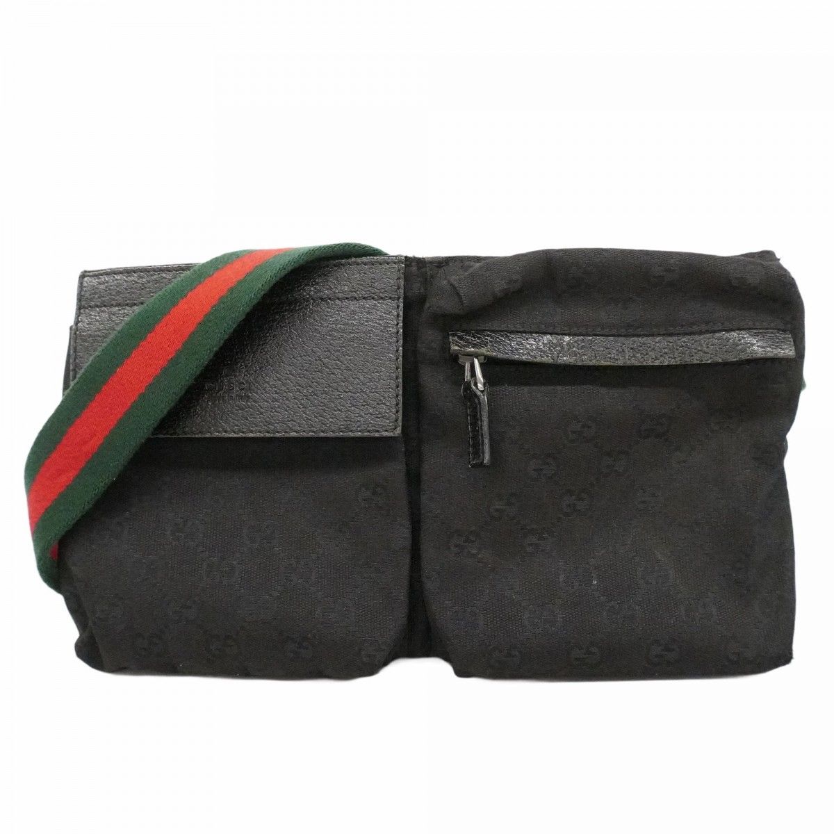 Gucci Waist Bag GG Canvas Sherry Line Black Silver
