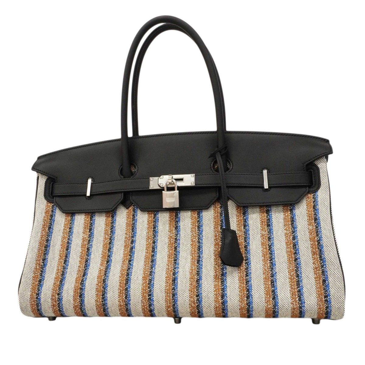 Hermes Shoulder Bag Birkin 39 Toile Ash Swift Black Multicolor Silver