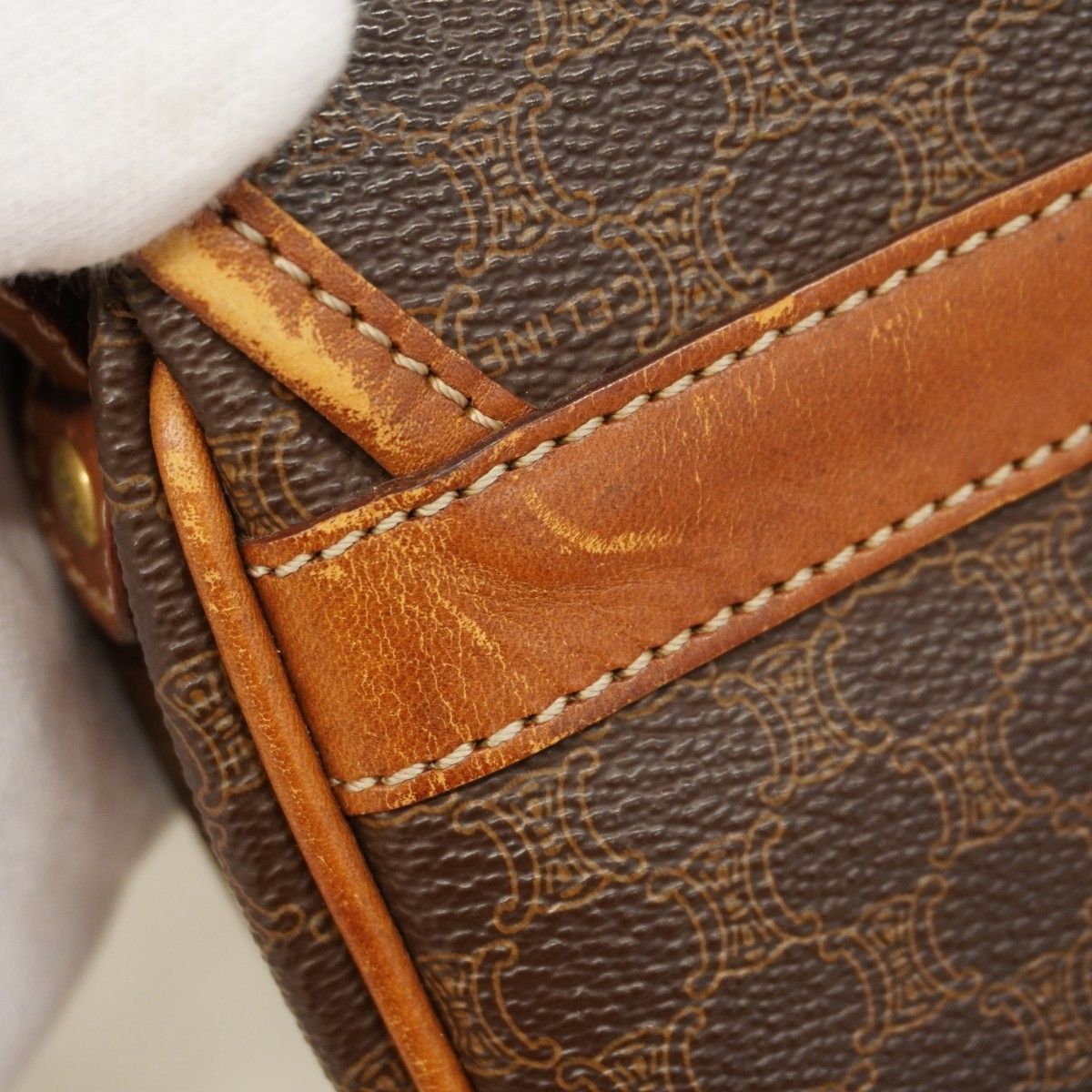 Celine Shoulder Bag Macadam Brown Gold — view 9