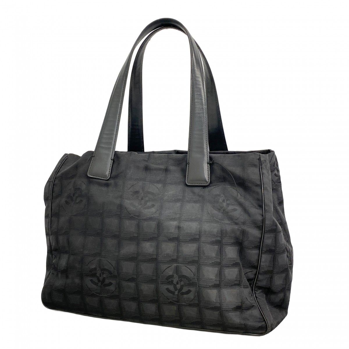 Chanel Tote New Travel Nylon Black Gold