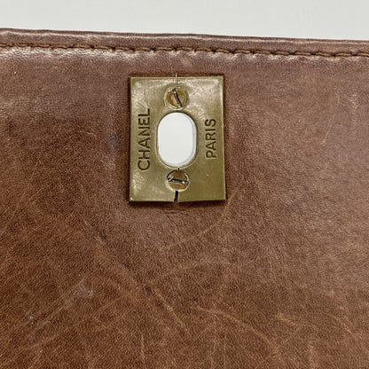 Chanel Shoulder Bag Quilted Lambskin Brown Gold — view 8