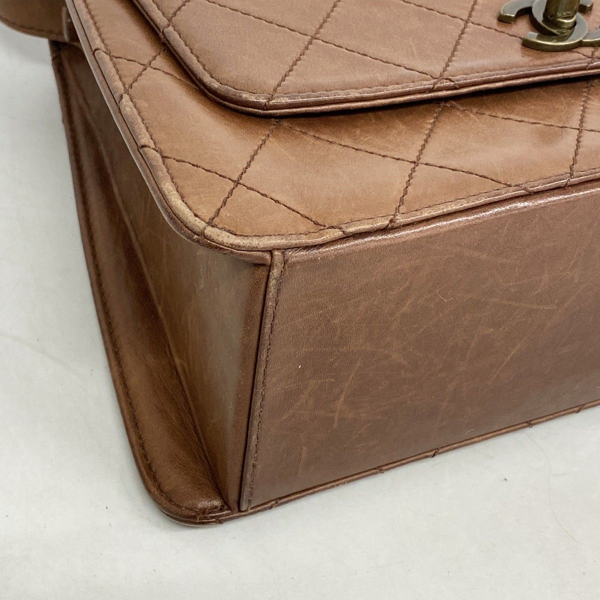 Chanel Shoulder Bag Quilted Lambskin Brown Gold — view 7