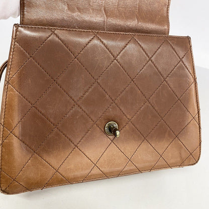 Chanel Shoulder Bag Quilted Lambskin Brown Gold — view 6