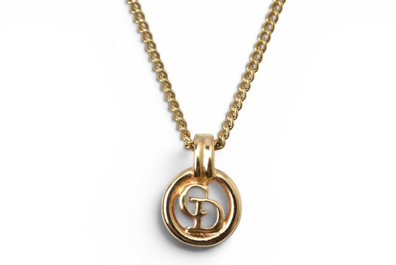 Dior Necklace Vintage CD Logo Circle Gold