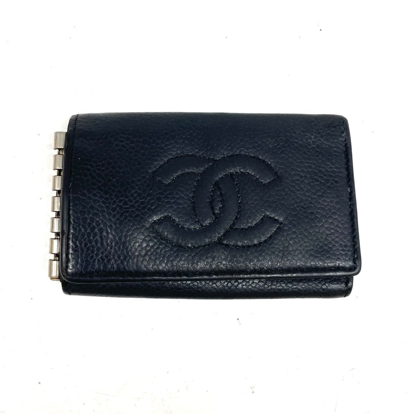 Chanel Key Case CC Logo Caviar Leather Black Key Hook Key Holder