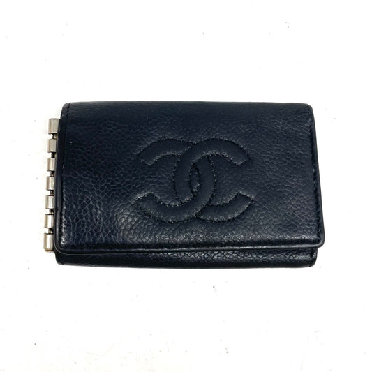 Chanel Key Case CC Logo Caviar Leather Black Key Hook Key Holder
