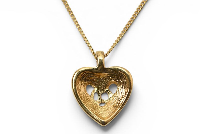 Dior Necklace Choca Vintage Heart Motif Line Stone Gold — view 5