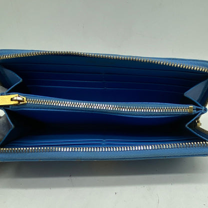 Saint Laurent Gold Logo Round Zip Wallet Light Blue — view 6
