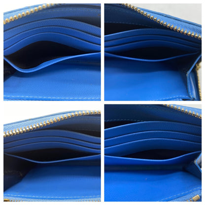 Saint Laurent Gold Logo Round Zip Wallet Light Blue — view 8