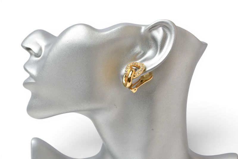 Dior Earrings Vintage Line Stone Gold — view 6