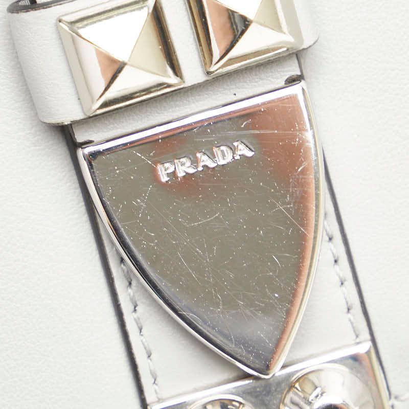 Prada Studs Crossbody Shoulder Bag Gray Leather 1 — view 6