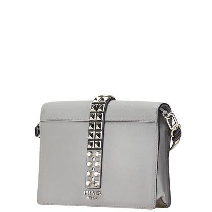 Prada Studs Crossbody Shoulder Bag Gray Leather 1 — view 2