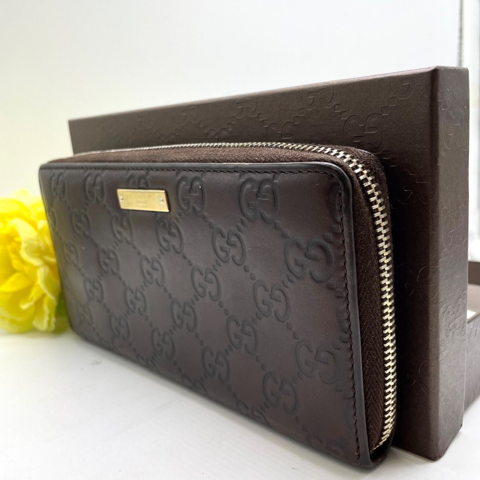Gucci Wallet Marais the Round Brown Gold Plate