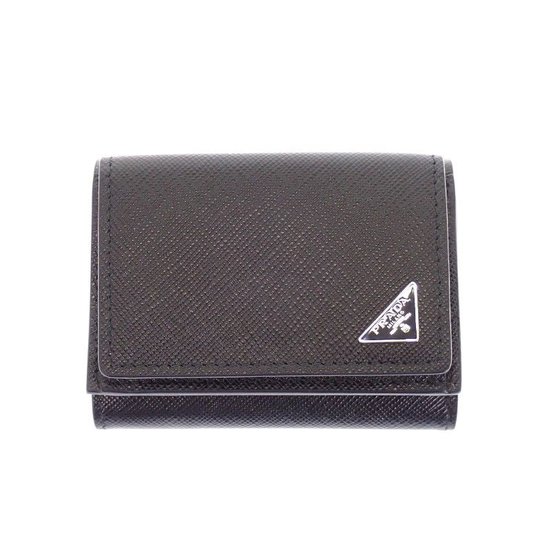 Prada Saffiano Triangle Wallet Trifold Black — view 2