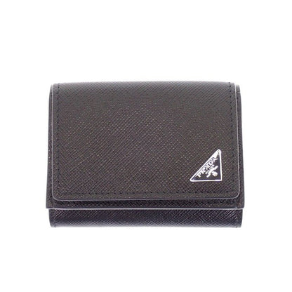 Prada Saffiano Triangle Wallet Trifold Black — view 2