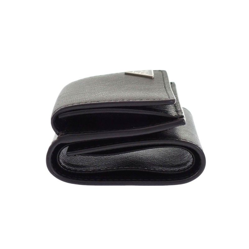 Prada Saffiano Triangle Wallet Trifold Black — view 5