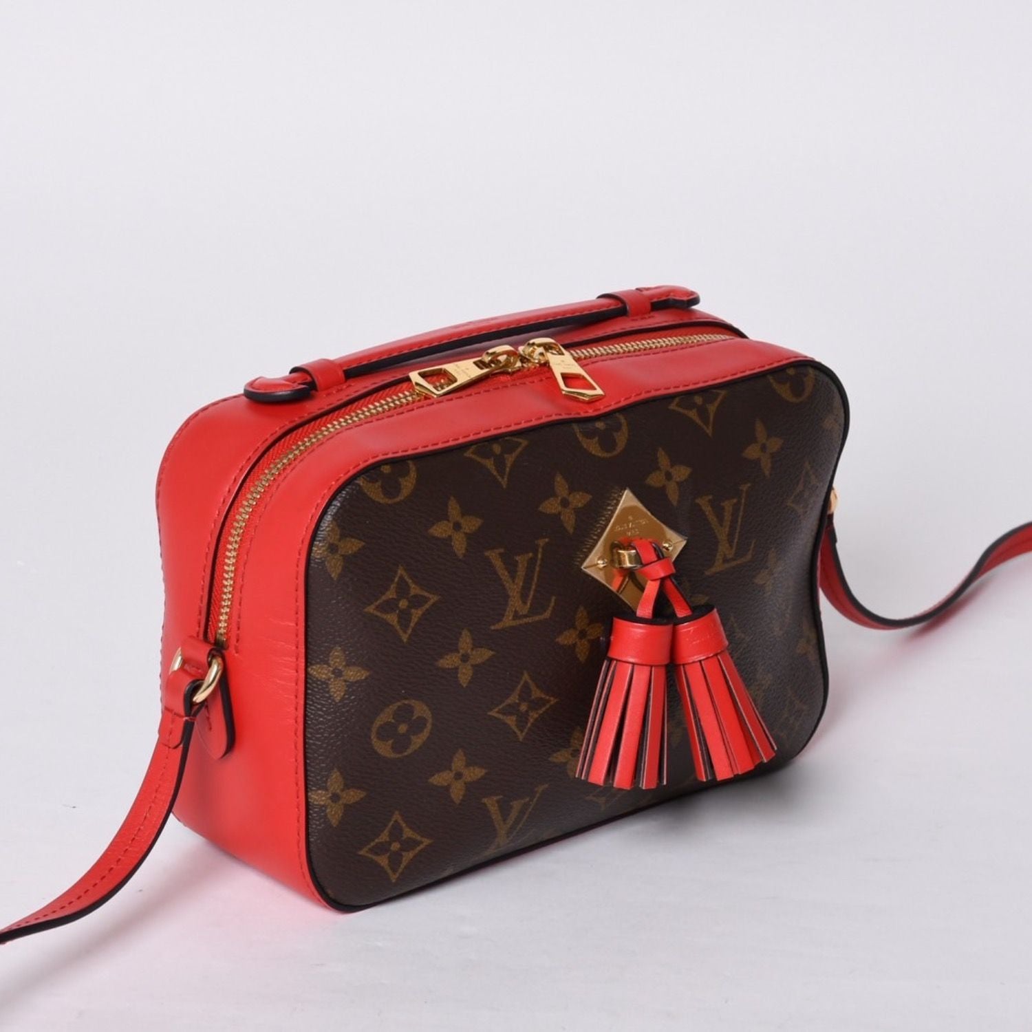 Louis Vuitton Shoulder Bag Saintonge Freesia Brown Red Gold — view 3