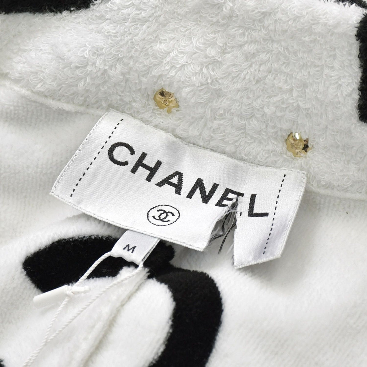Chanel Logo Bathrobe Jacket Gown Black White — view 3