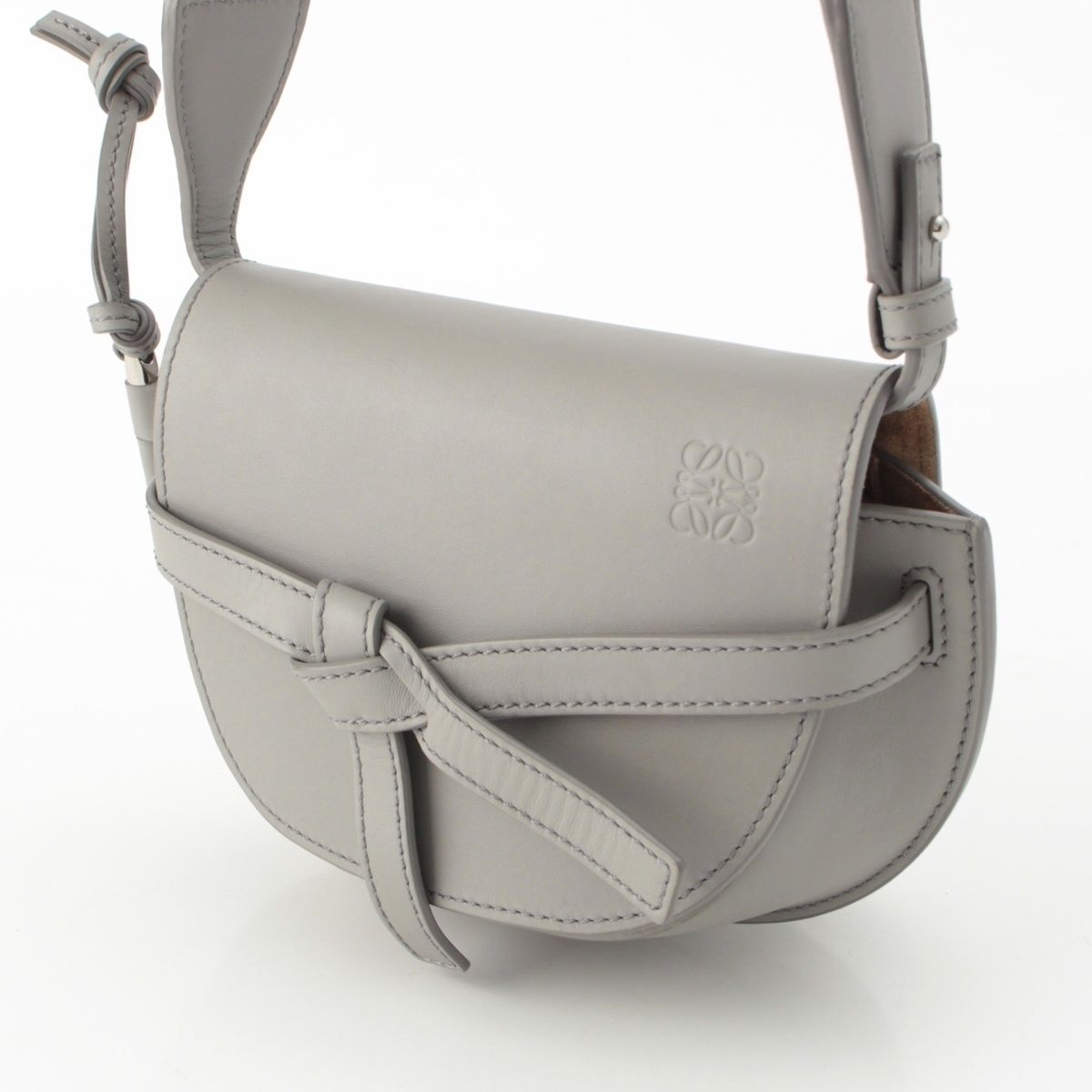 Loewe Leather Gate Dual Logo Shoulder Bag Gray Mini — view 2