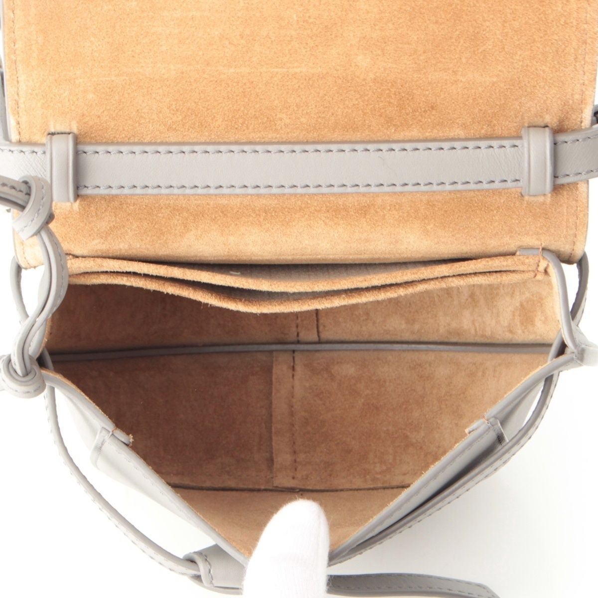 Loewe Leather Gate Dual Logo Shoulder Bag Gray Mini — view 6