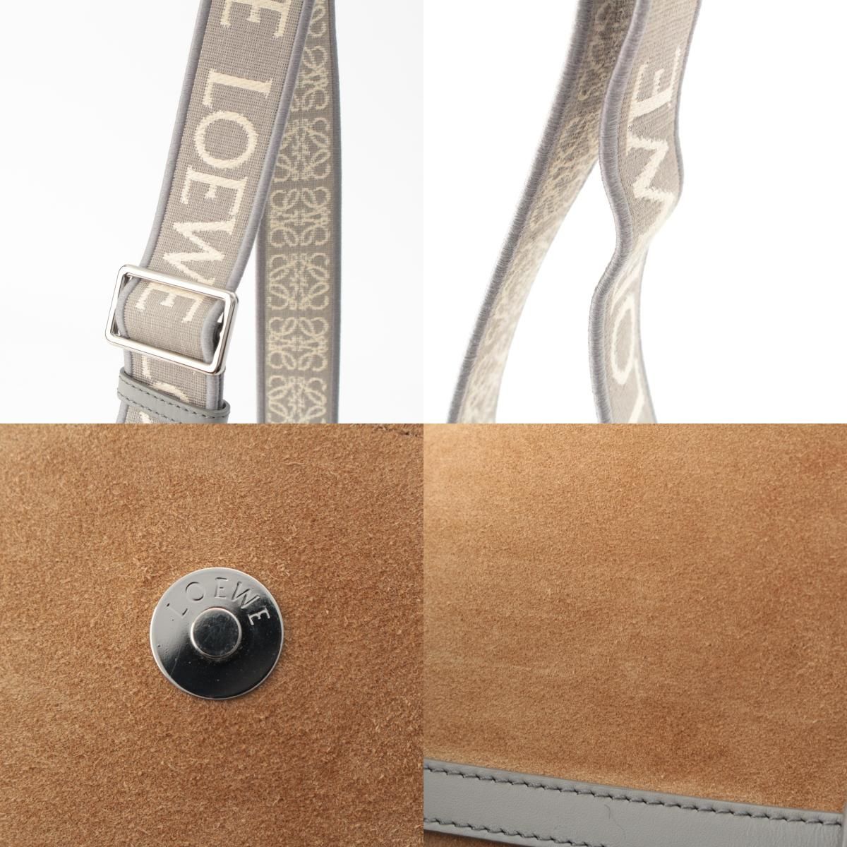 Loewe Leather Gate Dual Logo Shoulder Bag Gray Mini — view 9