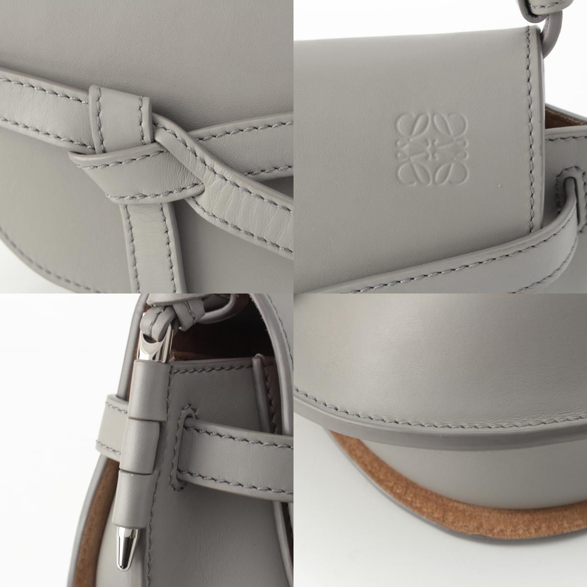 Loewe Leather Gate Dual Logo Shoulder Bag Gray Mini — view 8