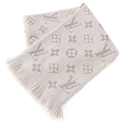 Louis Vuitton Wool Silk Echarpe Logo Mania Scarf Gray