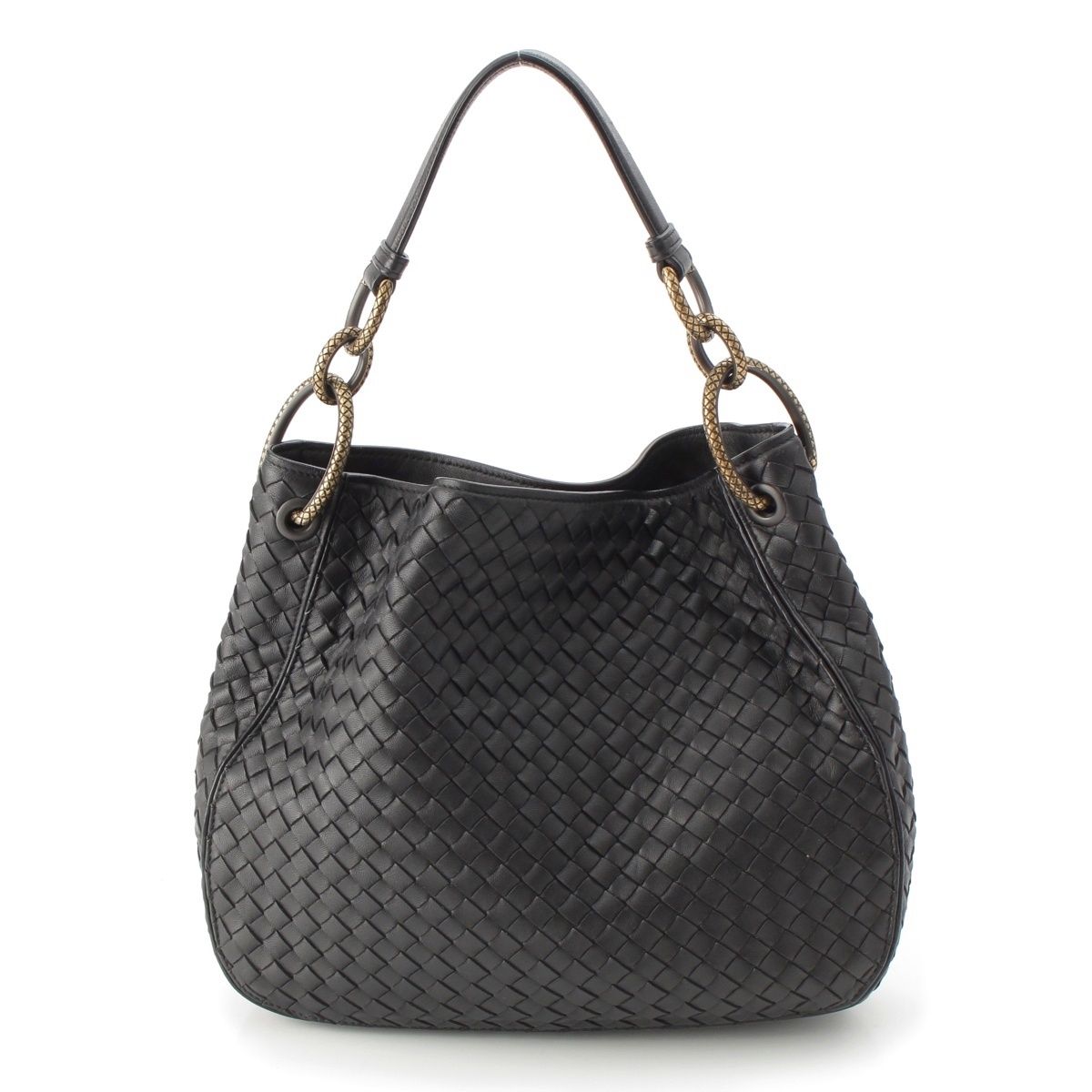 Bottega Veneta Intrecciato Lupe Shoulder Bag Black