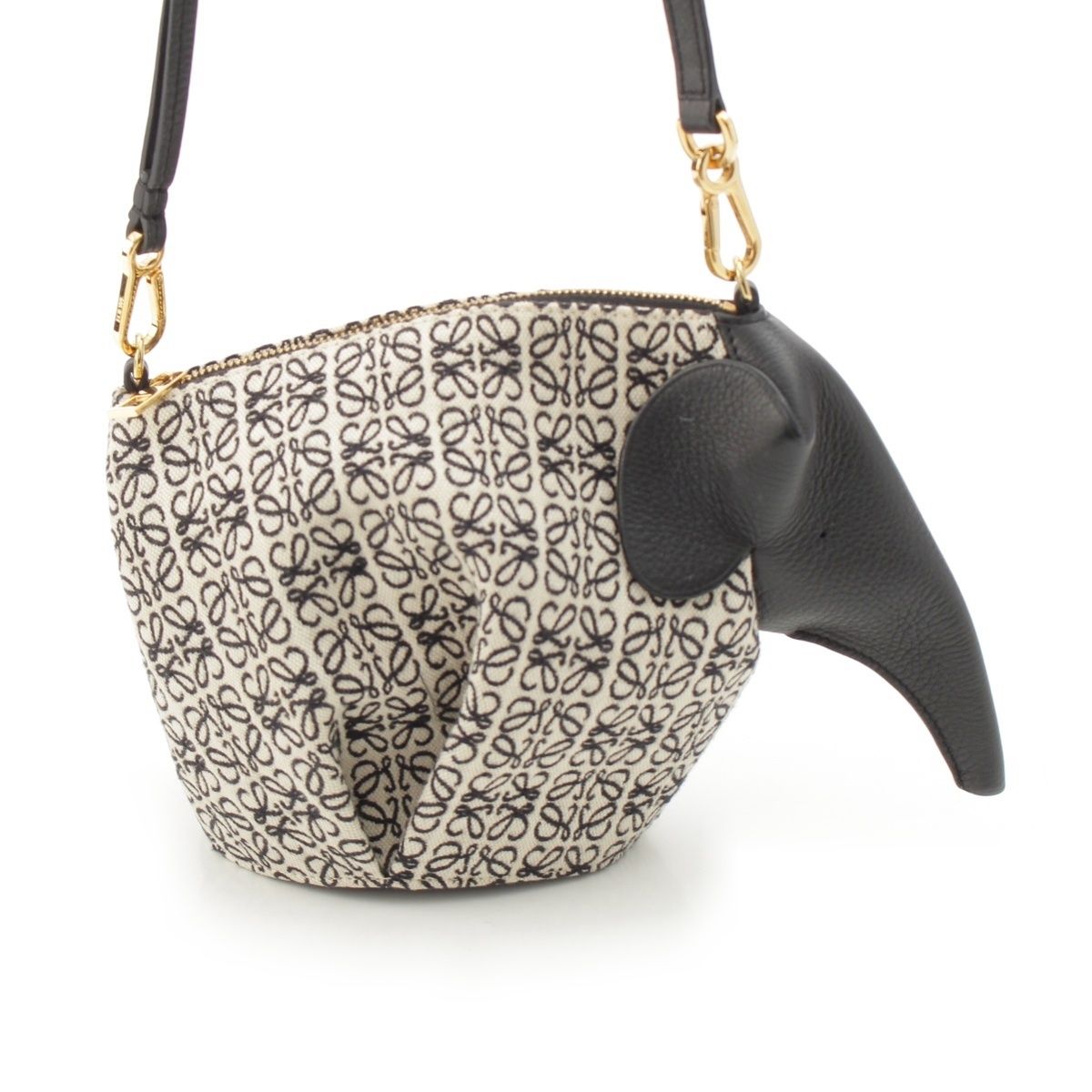Loewe Elephant Mini Anagram Jacquard Shoulder Bag Black White