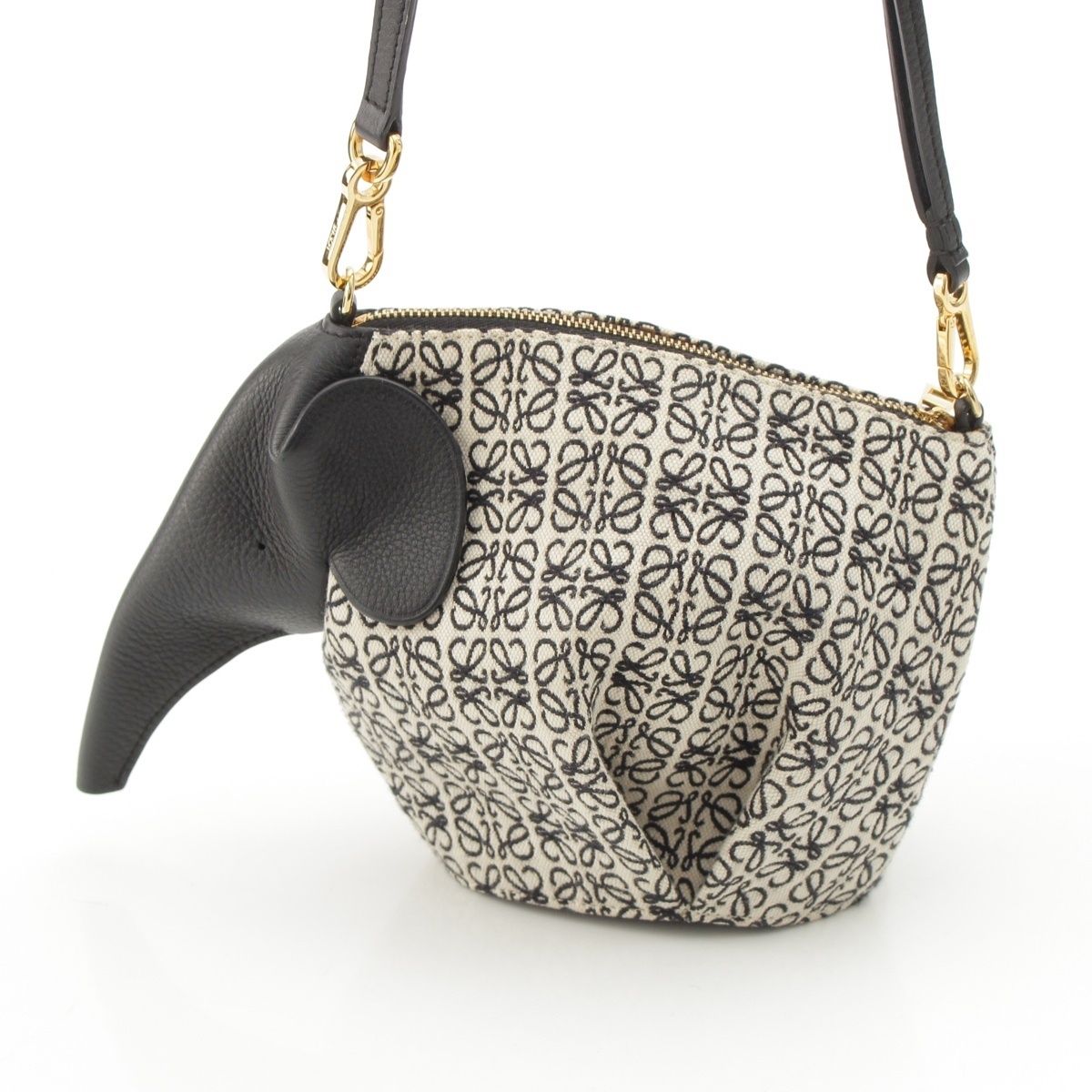 Loewe Elephant Mini Anagram Jacquard Shoulder Bag Black White — view 3