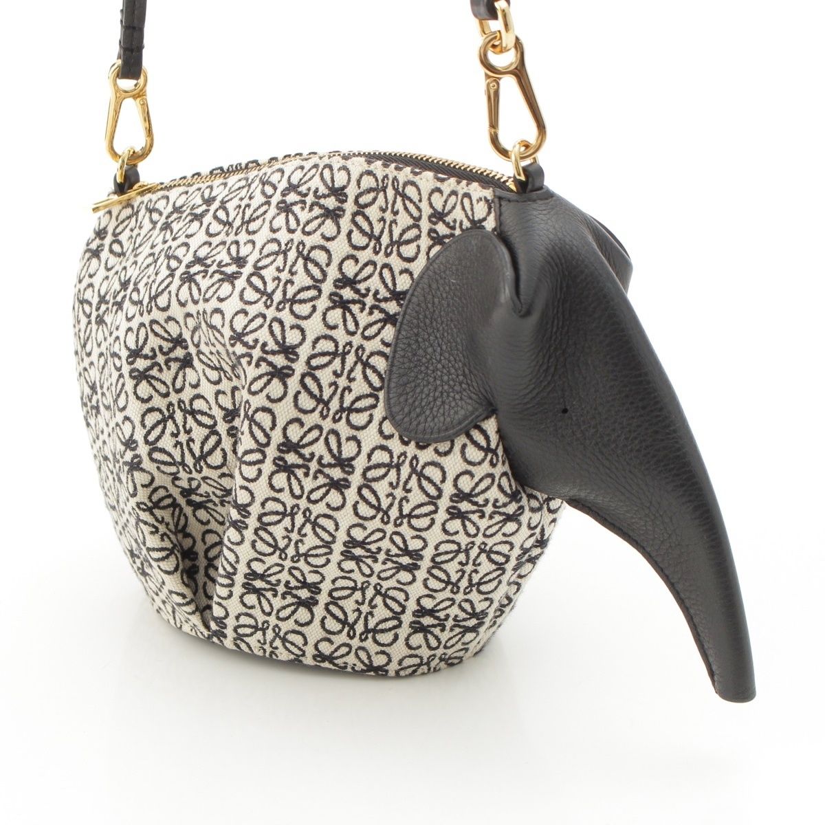 Loewe Elephant Mini Anagram Jacquard Shoulder Bag Black White — view 2