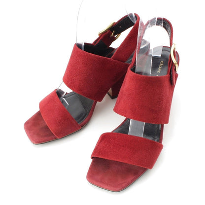 Celine Phoebe Philo Era Suede Square Toe Sandals Bordeaux