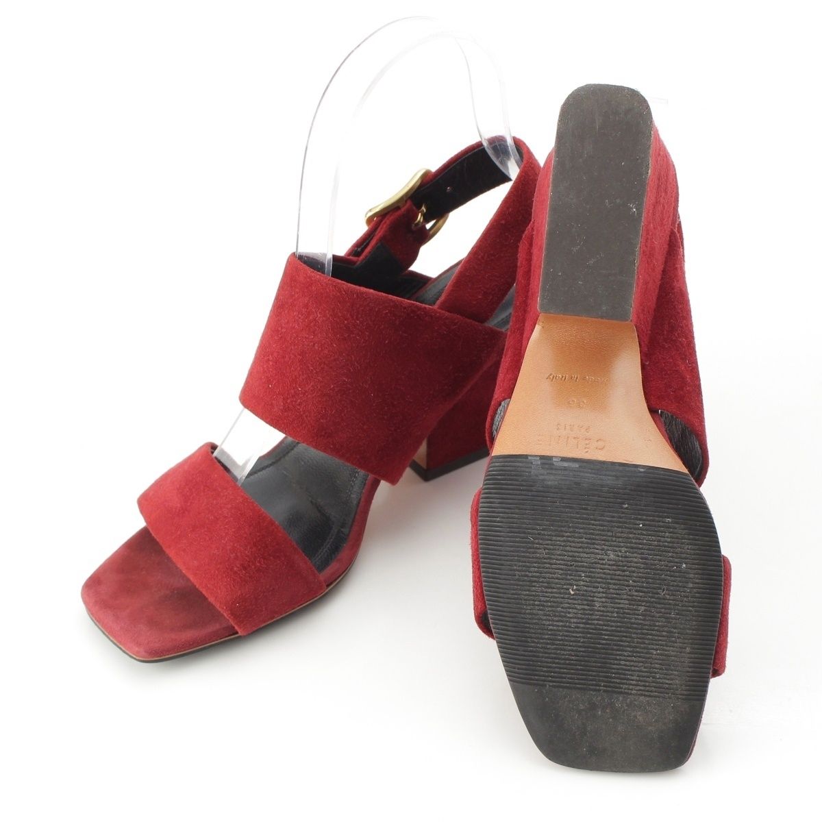 Celine Phoebe Philo Era Suede Square Toe Sandals Bordeaux — view 5