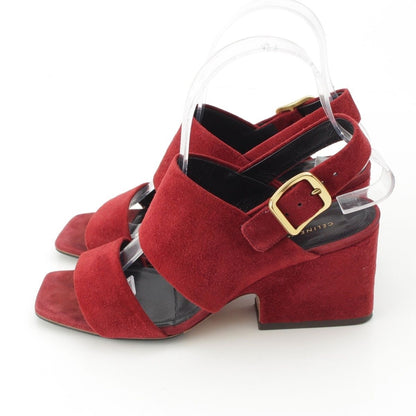 Celine Phoebe Philo Era Suede Square Toe Sandals Bordeaux — view 3