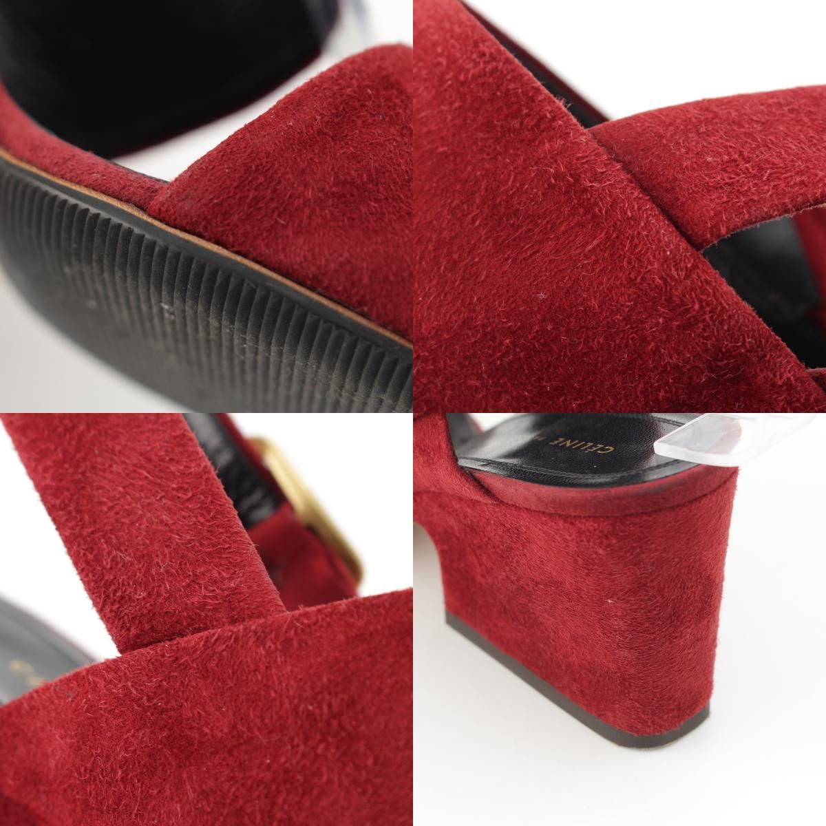 Celine Phoebe Philo Era Suede Square Toe Sandals Bordeaux — view 9