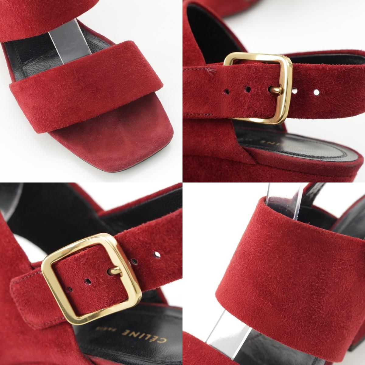 Celine Phoebe Philo Era Suede Square Toe Sandals Bordeaux — view 8