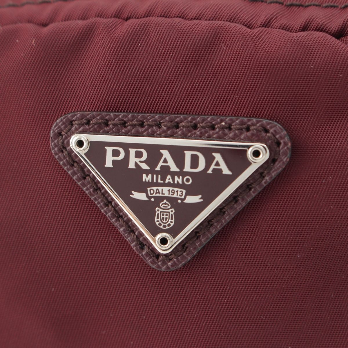Prada Nylon Triangle Plate Mini Pouch Bordeaux — view 8