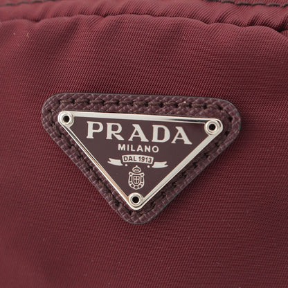 Prada Nylon Triangle Plate Mini Pouch Bordeaux — view 8