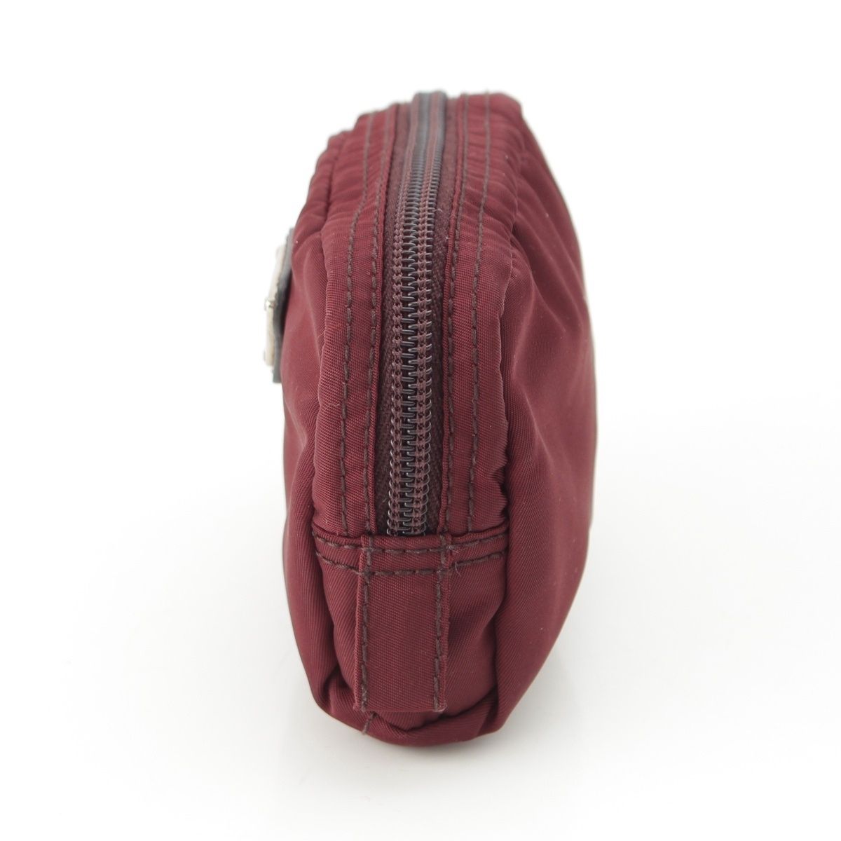 Prada Nylon Triangle Plate Mini Pouch Bordeaux — view 3