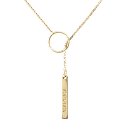 Gucci Lariette Logo Bar Venetian Chain Necklace Gold