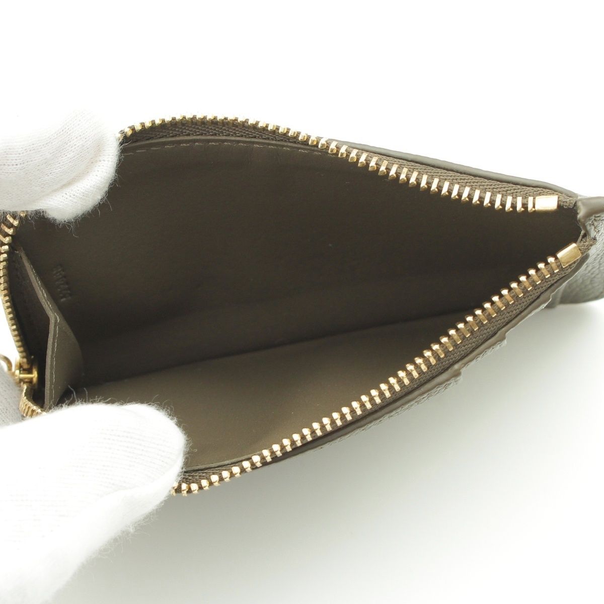 Loewe Pebble Leather Fragment Card Case Coin Purse Olive — view 4